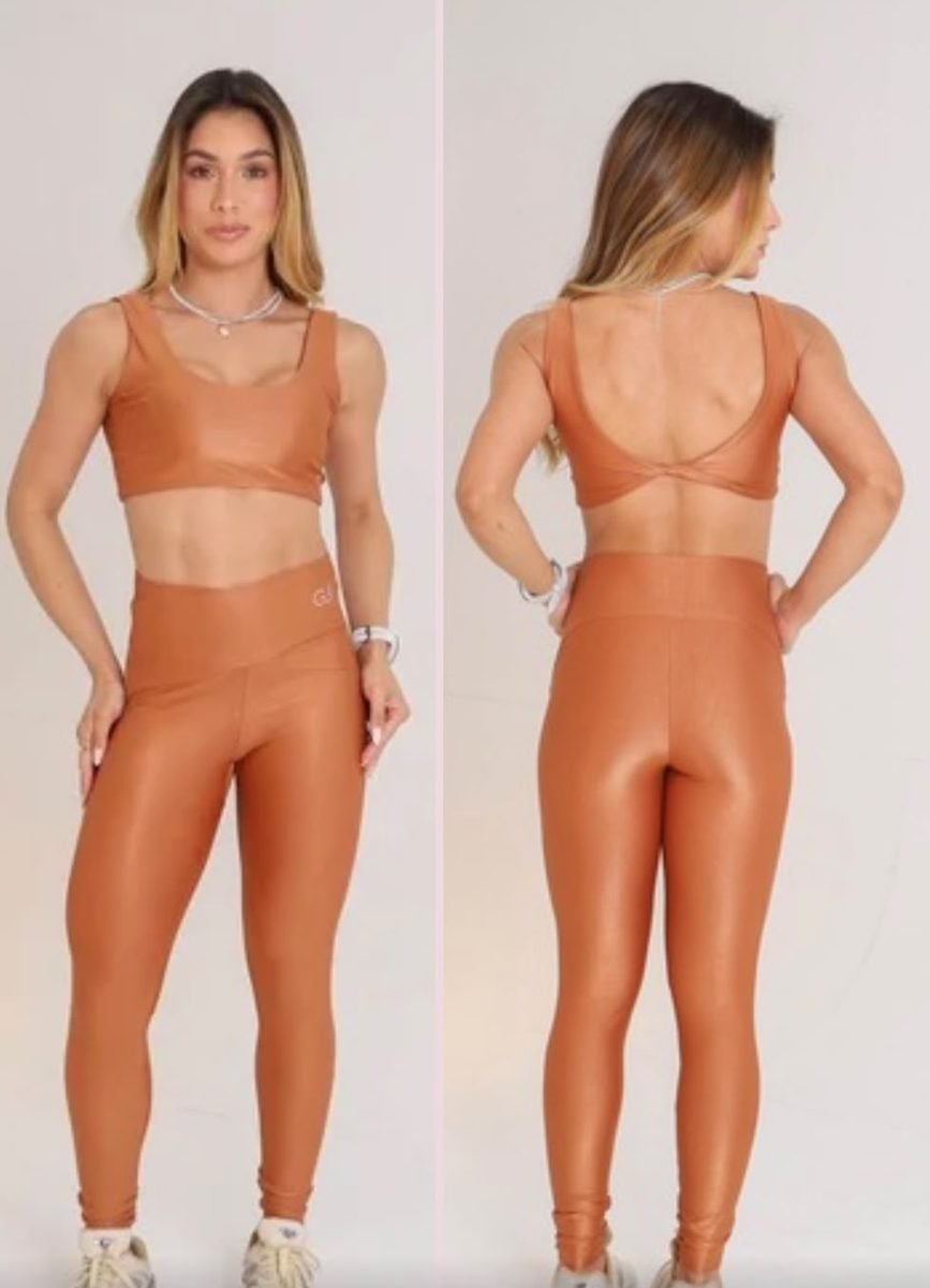 Conjunto fitness terracota brilhante
